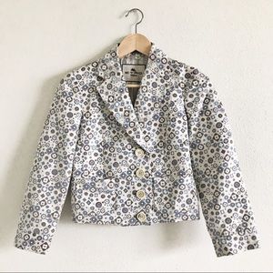 Etro Cream Blue Geometric Button Blazer